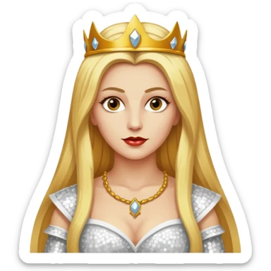 Katharina Siegel, Mistress of Vlad Tepes with long golden blonde hair, white sequin outfit sticker