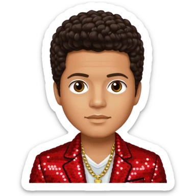 Bruno Mars with Light Tan Skin, Dark Brown Hair, Red Sequin Outfit sticker