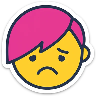 color outline icon of an emo face with side bangs and sad expression sticker