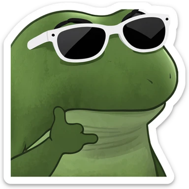 bufo the frog with sunglasses, chilling on a sunny weekend sticker