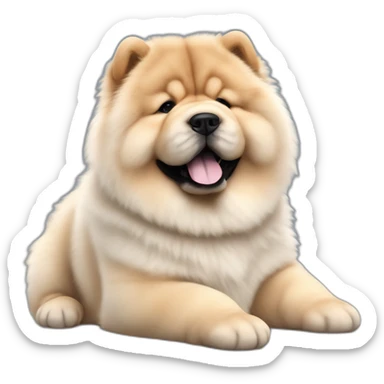 Chow chow white young, moustache on face pup, young cute,furry shiny dog cute, realistic, young,sitting on floor, beautiful picture, 4k, 16k sticker