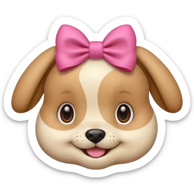 This puppy HEAD 🐶 with a pink bow, please in apple ios emoji stylem sticker