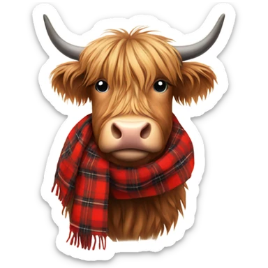 Highland cow in red plaid  sticker