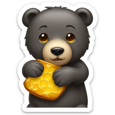 a bear hugging honey sticker