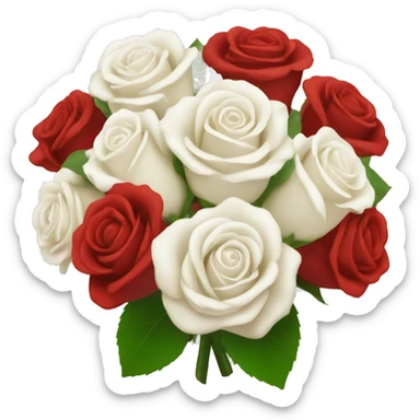red and white rose bouquet sticker