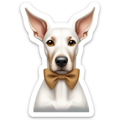 white doberman with tan bow sticker