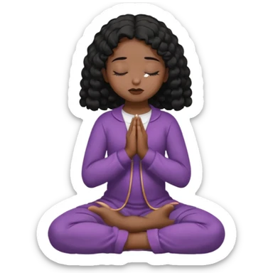girl praying on knees curls black sticker