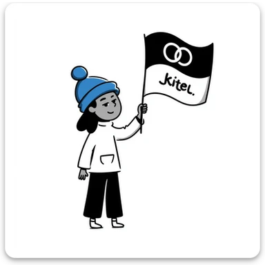 girl with blue beanie holding a protest flag for social justice sticker