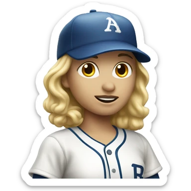 baseball card character. Blonde female sticker