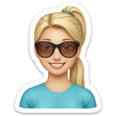 Woman with ponytail, sunglasses sticker