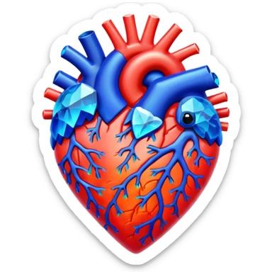 heart with a crystal coral effect sticker