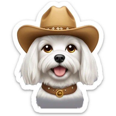 maltese dog with a cowboy hat sticker
