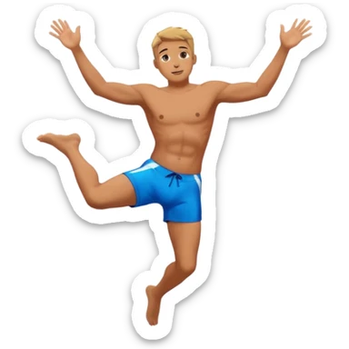 person leaping off a cliff into a lake sticker