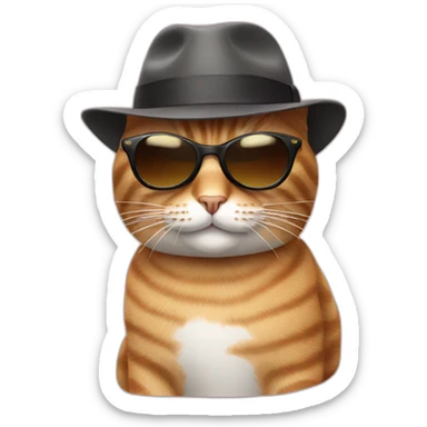 Cat with hat and sunglasses sticker