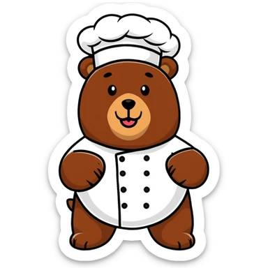  Realistic Grizzly bear wearing a chef hat  sticker