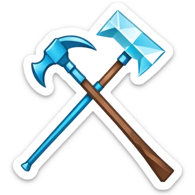 Minecraft diamond pickaxe with brown handle sticker