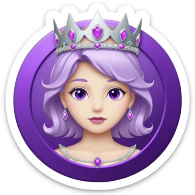 Purple shadow rose silver circle plaque with silver tiara sticker