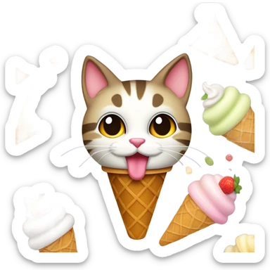 Cat eating ice cream  sticker