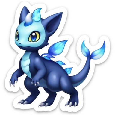 Nebulae Salandit-Meowstic-Noibat-Fakémon-hybrid-creature (full body)  sticker
