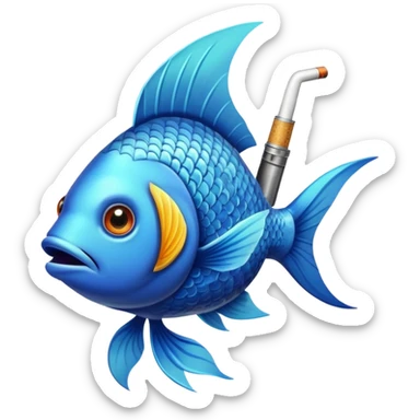Fish with a gun smoking a cigarette sticker
