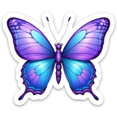 Purple blue magical butterfly sticker