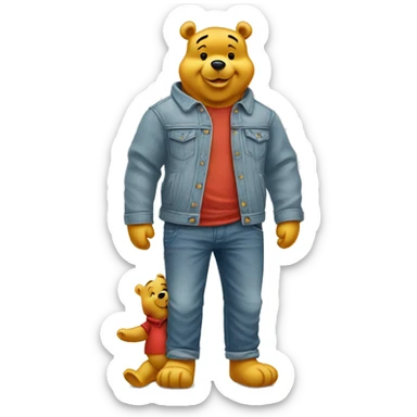 Winnie the pooh in shirt and jeans sticker