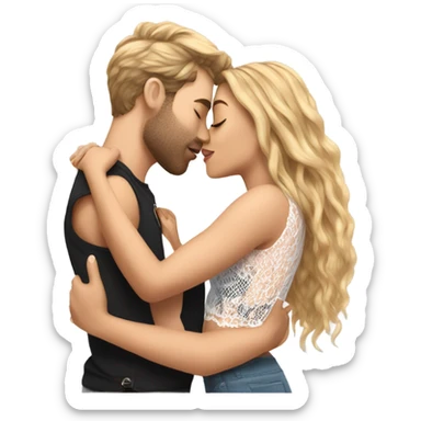 A girl wearing a Shakira lace up croc top and is kissing her boyfriend  sticker