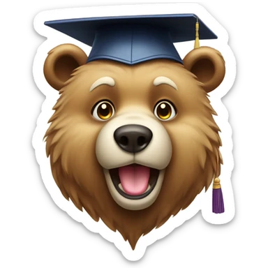 Bear face with graduation cap sticker