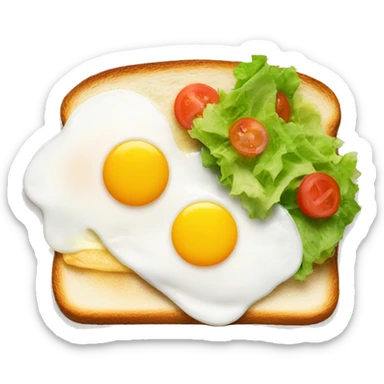 Toast with fried egg and salad sticker