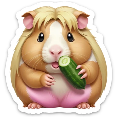blonde long haired guinea pig eating cucumber sticker