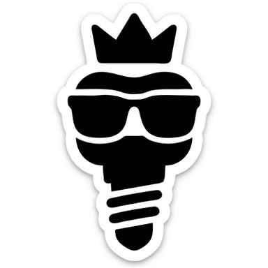 implant with a golden crown in glasses sticker