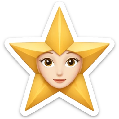 Elegant star mascot illustration inspired by a beauty brand logo, 4-pointed elongated star, sophisticated and minimal flat design, subtle feminine eyelashes, confident soft smile, in hex #250055 sticker