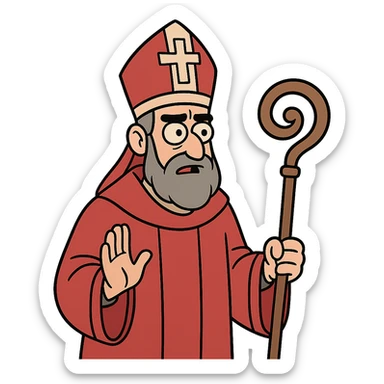 flat toon style bishop dressed in red sticker
