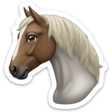 human upper body with horse head sticker