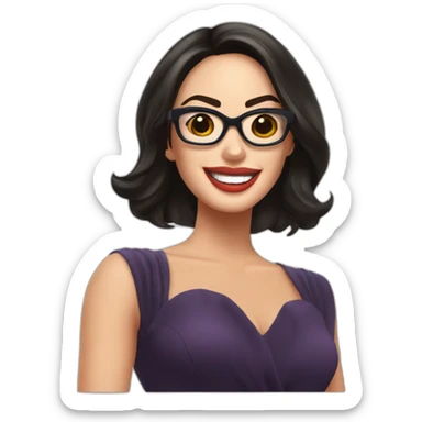 Megan Fox sonriente con lentes y vestido de baile sticker