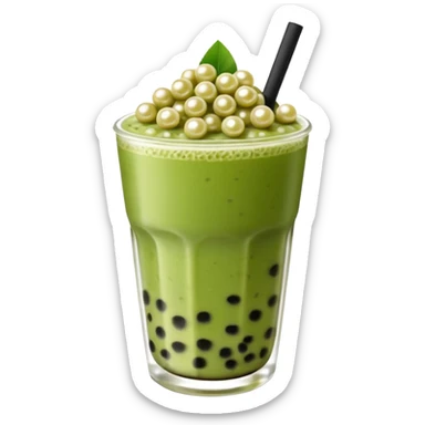 Creamy, slightly bitter matcha with a hint of sweetness, paired with soft, chewy tapioca pearls—refreshing and satisfying! sticker