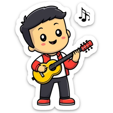 Musician with a confident smile looking up sticker