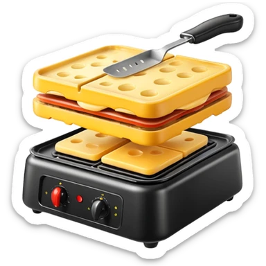 mini raclette machine with cheese bubbling sticker