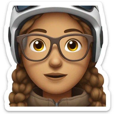 Brown haired girl with glasses skiing sticker