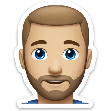 Brown hair blue eyes with buzz cut and beard sticker