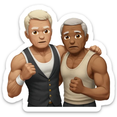 black guy and white old guy fighting sticker