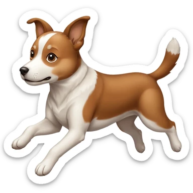 Brown and white dog jumping sticker