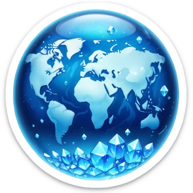 blue planet, glass Planet, surface covered in glowing crystals with lots of dust sticker