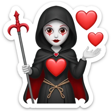 lady reaper with hearts sticker