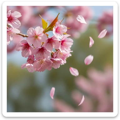 pink cherry blossom in the wind sticker