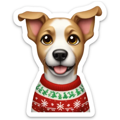 Dog wearing Christmas sweater  sticker