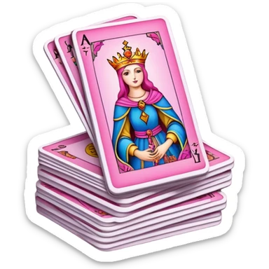 Pink tarot playing card stack sticker