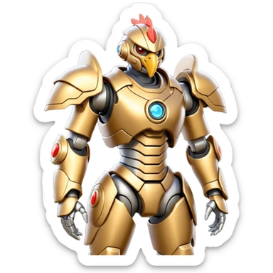 Mecha battle chicken humanoid creature but more human than chicken sticker