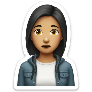 worried girl with acne sticker