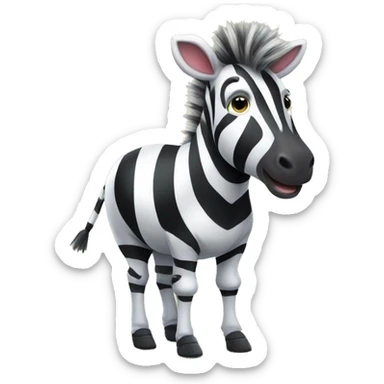 Cute zebra with a soccer ball sticker